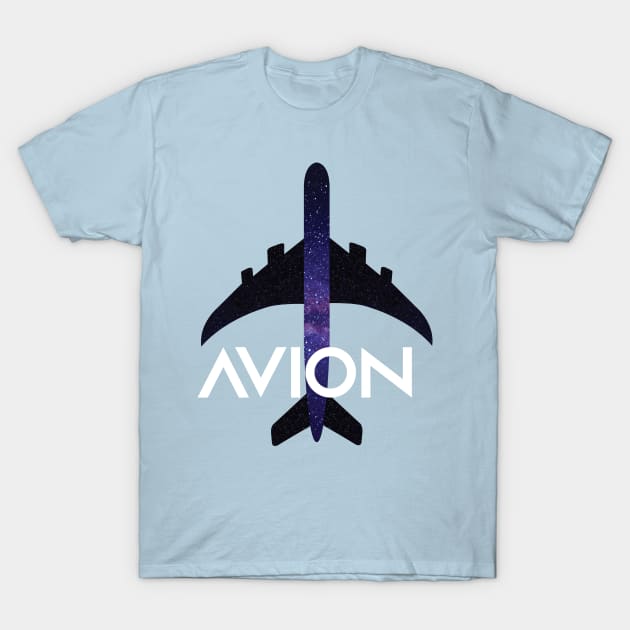 Avion Aircraft with Cosmos Background T-Shirt by Avion